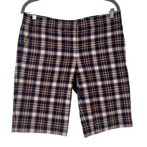 J Crew Y2K City Fit Bermuda Womens Shorts Sz 4 Preppy Academia Plaid Brown Twill